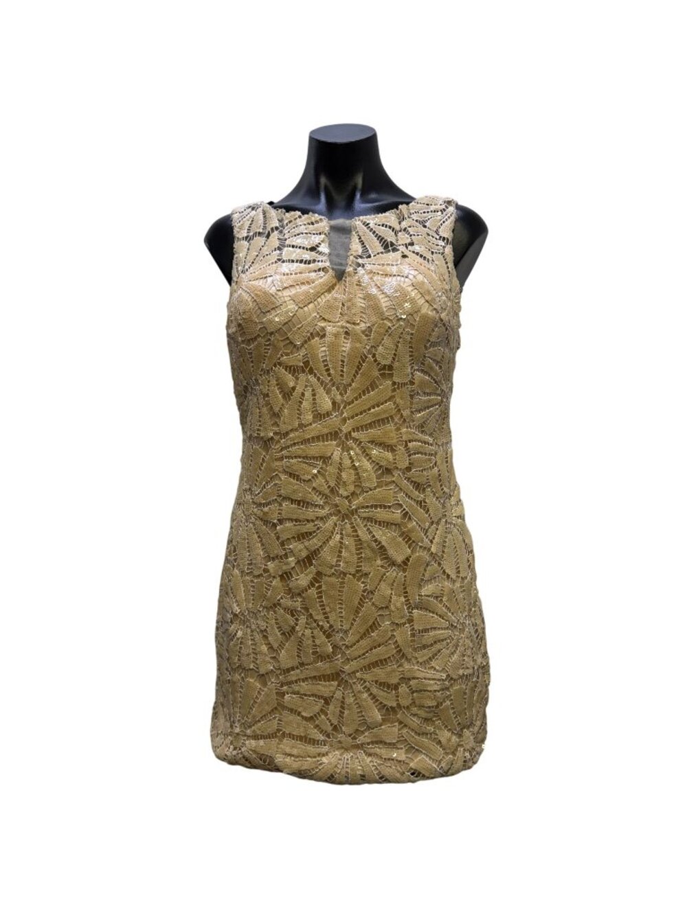 Dave & Johnny Beige Sequin Lace Mini Dress Size 5/6